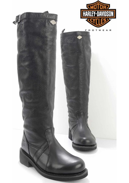 Black Leather Kadın Bot & Bootie HD0777163203
