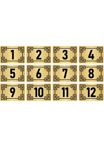 Metal Kapı Masa Dolap Numara Levhası 3,5X5CM Altın Renk 12 Adet (1…12)