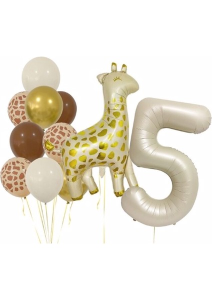 Zürafa Balon Folyo Set Konsept Doğum Günü Set Yaş Balon Set