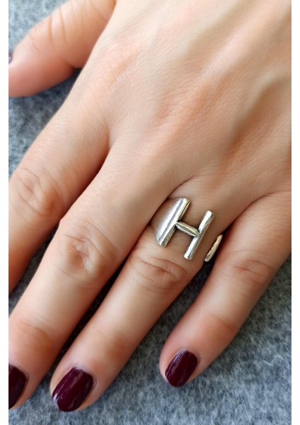 H Harfi Şekilli Kadın Yüzük Gümüş Kaplama Ayarlanabilir El Yapımı Kadın Yüzük fiyatları