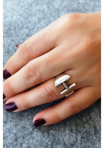 H Harfi Şekilli Kadın Yüzük Gümüş Kaplama Ayarlanabilir El Yapımı Kadın Yüzük modelleri