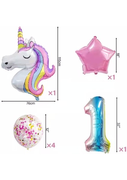 Unicorn Balon Folyo Set Konsept Doğum Günü Set Yaş Balon Set fiyatları