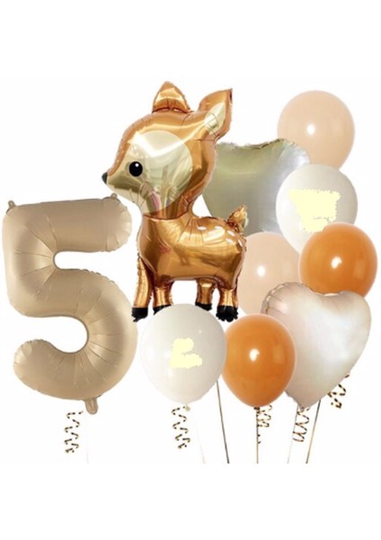 Geyik Balon Woodland Balon Yaş Balon Rakam Konsept Balon Set Doğum Günü Set