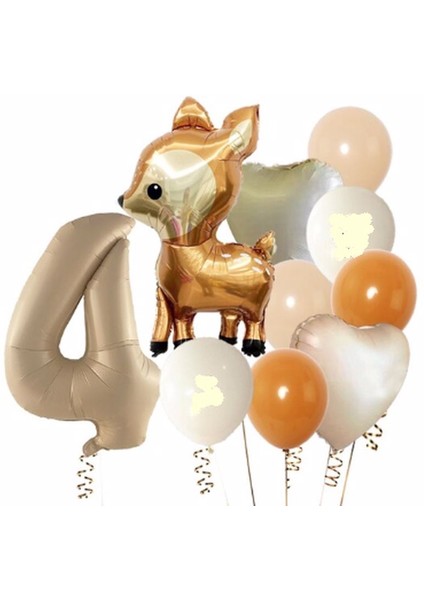 Geyik Balon Woodland Balon Yaş Balon Rakam Konsept Balon Set Doğum Günü Set