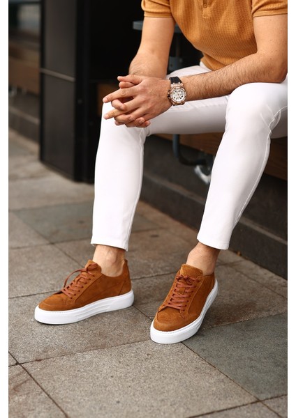 - Taba Süet Bağcıklı Sneakers Erkek Ayakkabı