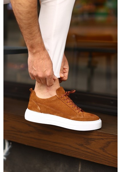 - Taba Süet Bağcıklı Sneakers Erkek Ayakkabı