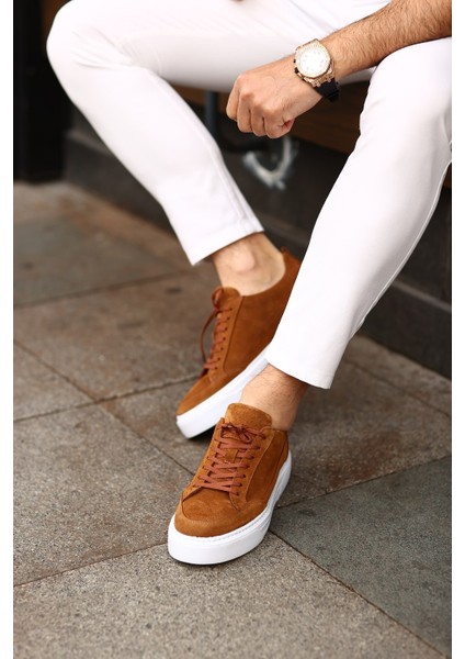 - Taba Süet Bağcıklı Sneakers Erkek Ayakkabı