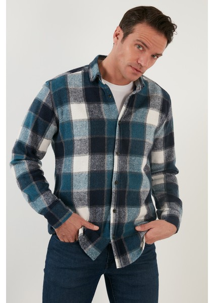 Ekoseli Uzun Kollu Slim Fit Kışlık Gömlek Erkek Gömlek CF21W112844