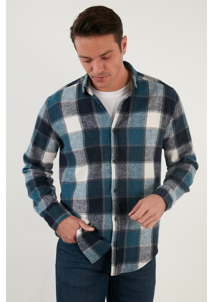 Ekoseli Uzun Kollu Slim Fit Kışlık Gömlek Erkek Gömlek CF21W112844 fiyatları