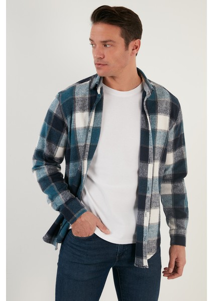 Ekoseli Uzun Kollu Slim Fit Kışlık Gömlek Erkek Gömlek CF21W112844 modelleri
