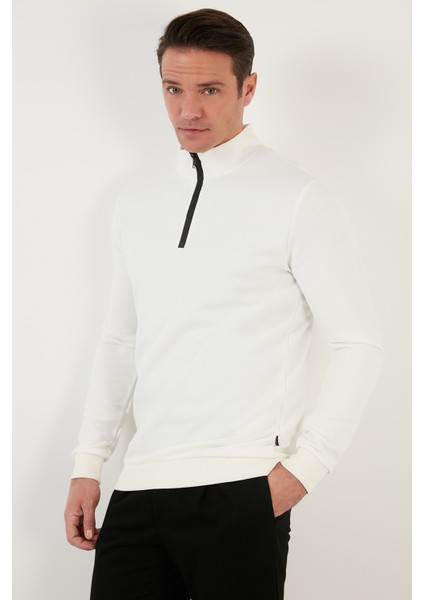 Pamuklu Slim Fit Yarım Fermuarlı Dik Yaka Sweat Erkek Sweat 5905400