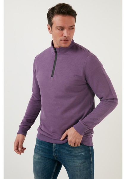 Pamuklu Slim Fit Yarım Fermuarlı Dik Yaka Sweat Erkek Sweat 5905400 indirimleri