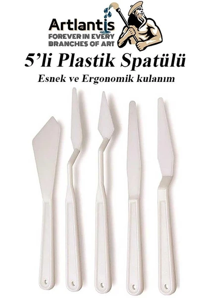 Plastik Spatül 5 Li Set Resim ve Heykel Plastik Spatula Esnek Plastik Palet Bıçağı 1 Paket