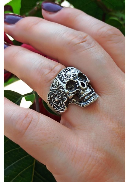 Kuru Kafa Şekilli Erkek Yüzük Gümüş Kaplama Ayarlanabilir El Yapımı Erkek Yüzük fiyatları