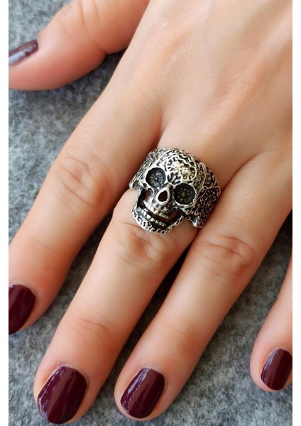 Kuru Kafa Şekilli Erkek Yüzük Gümüş Kaplama Ayarlanabilir El Yapımı Erkek Yüzük modelleri