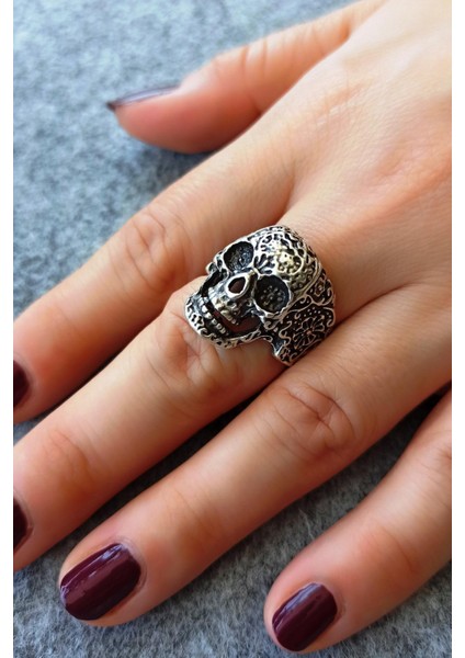 Kuru Kafa Şekilli Erkek Yüzük Gümüş Kaplama Ayarlanabilir El Yapımı Erkek Yüzük fırsatları