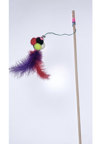 Ponponlu,zilli ve Tüylü Kedi Oltası 50 cm