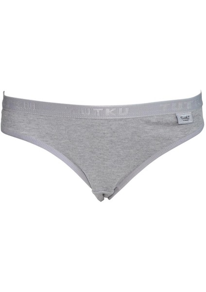 12 'li Tutku Yazılı Bayan Bikini Külot Gri