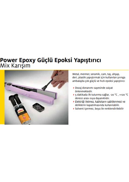Power Epoxy Güçlü Epoksi Yapıştırıcı Mix Karışım 27 gr 2'li Paket