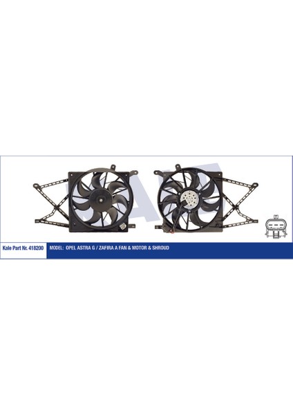 418200 Fan Motoru Davlumbazlı Astra G-Zafıra A 1.2 16V-1.4-1.4 16V-1.6-1.6 16V-1.8 16V 230W-380MM