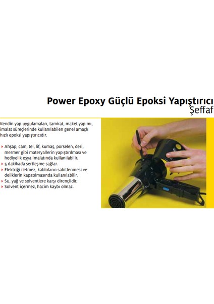 Power Epoxy Güçlü Epoksi Yapıştırıcı Şeffaf 24 gr 2 × 11 ml 4'lü Paket