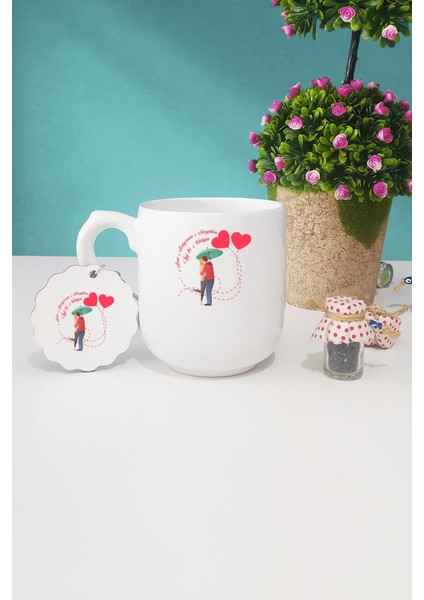 Seni Seviyorum Sevgilim Oval Kupa Bardak Anahtarlık