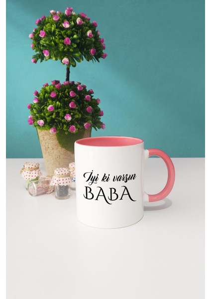 Iyi Ki Varsın Baba Babaya Hediye Pembe Kupa Bardak Kalemlik Anahtarlık modelleri