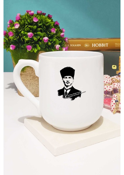 Öğretmenler Günü Hediyesi Atatürk Asil Kan Oval Kupa Bardak Kalemlik Anahtarlık