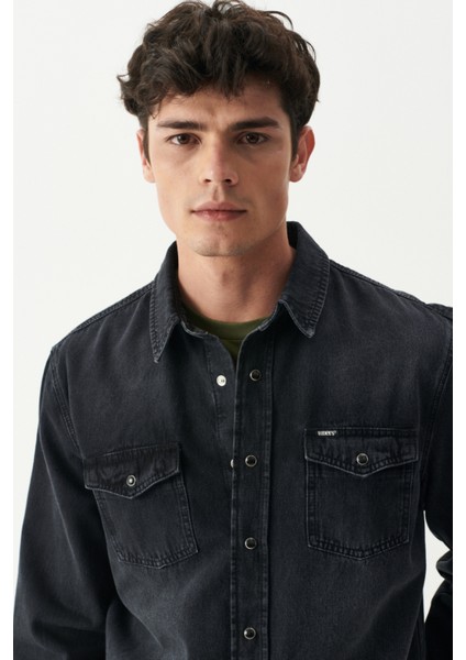 Riders By Lee Regular Fit %100 Pamuk Antrasit Jean Kot Gömlek modelleri