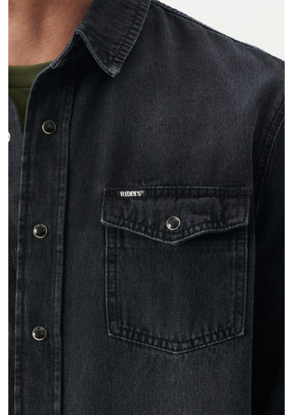 Riders By Lee Regular Fit %100 Pamuk Antrasit Jean Kot Gömlek fırsatları