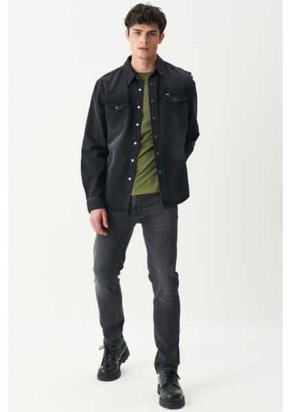 Riders By Lee Regular Fit %100 Pamuk Antrasit Jean Kot Gömlek indirimleri