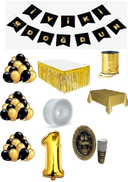 Gold Renk Doğum Günü Seti 8 Kişilik