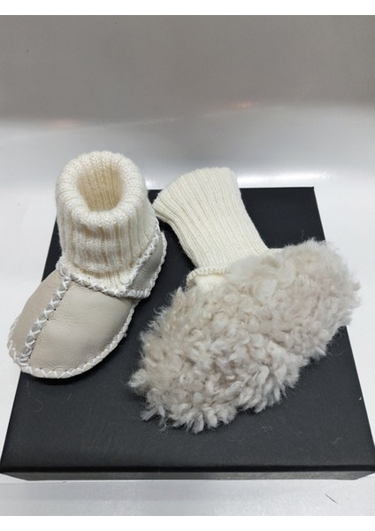 Nazlı Giyim Bebek Unisex Kuzu Derisi Ilk Adım Ayakkabısı Panduf Patik - NG3001 indirimleri