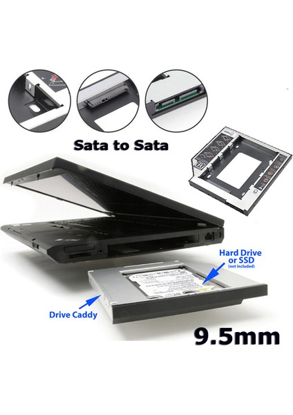 9.5mm Sata HDD Harddisk SSD Caddy Kızak Laptop Kutusu