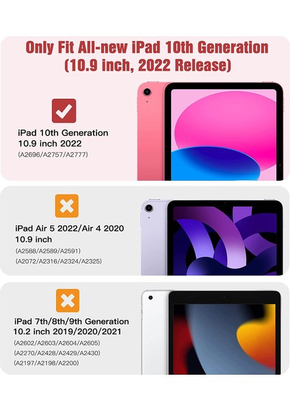 iPad 10. Nesil 2022 10.9" Uyumlu Tablet Kılıfı Yatay Dikey Standlı Flip Smart Uyku Modlu Arkası Sert