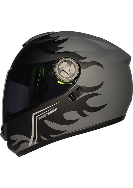 913 Silver Güneş Vizörlü Kapalı Kask Siyah Cam