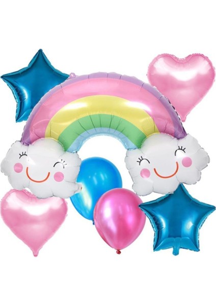 Gökkuşağı Şeklinde Folyo Balon 5'li Set