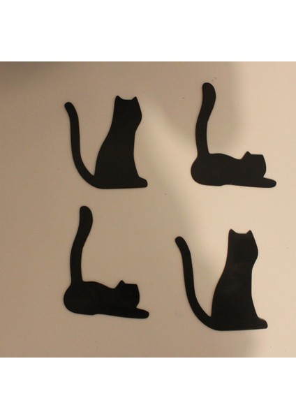 Mdf Ahşap Lazer Kesim Duvar Dekoru 4'lü Kedi