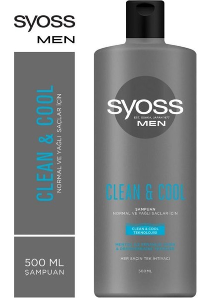 Men Clean & Cool Mentol Etkili Şampuan 500 ml 3'lü