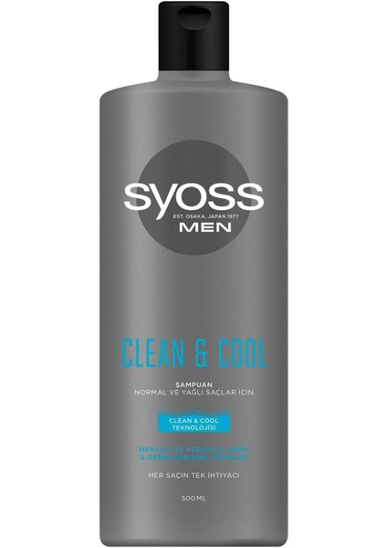 Men Clean & Cool Mentol Etkili Şampuan 500 ml 3'lü