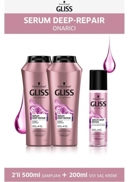 Serum Deep Repair Şampuan 500 ml x 2 Adet + Sıvı Saç Kremi 200 ml