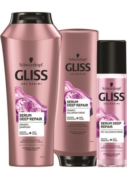 Serum Deep Repair Şampuan 500 ml + Saç Kremi 360 ml + Sıvı Saç Kremi 200 ml