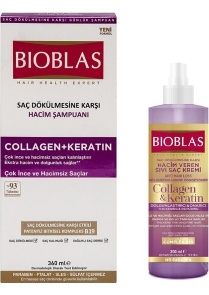 Collagen Keratin Hacim Şampuanı 360 ml +Sıvı Saç Kremi 200 ml