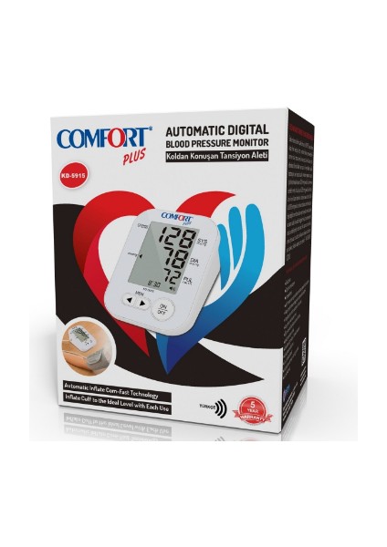 Comfort Plus KD-5915 New Koldan Ölçme Türkçe Konuşan Tansiyon Aleti