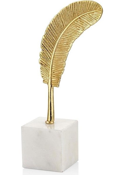 Evza Mermer Küp Üzeri Yamuk Tüy Beyaz Gold 7*13*27 cm