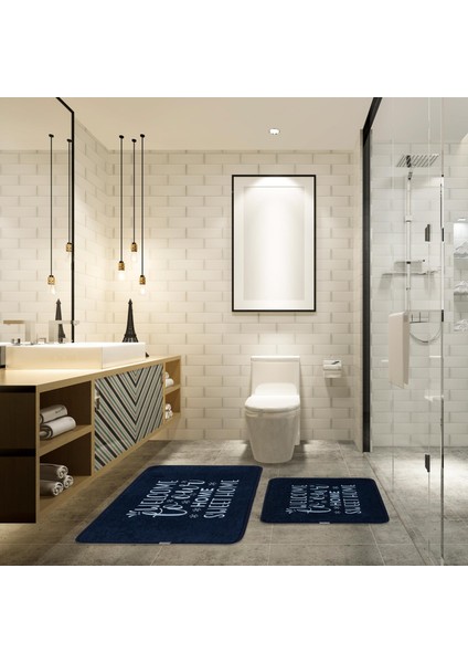 Welcome Yazılı 2li Banyo Paspas Takımı