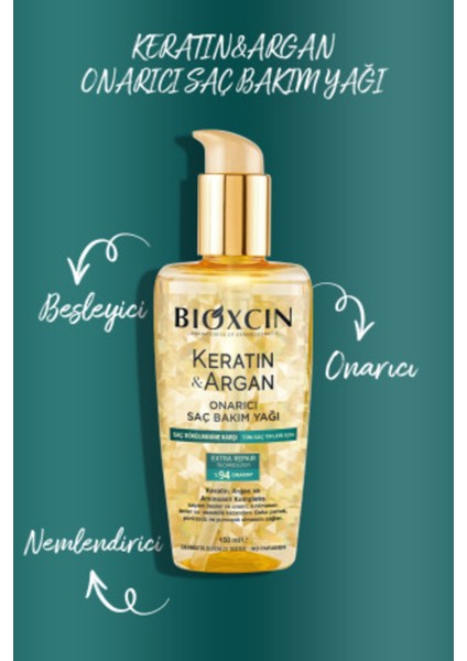 Keratin & Argan Onarıcı Saç Bakım Yağı 150 ml - Yıpranmış ve Hasar Görmüş Saçlar