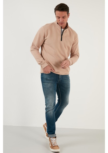 Pamuklu Slim Fit Yarım Fermuarlı Dik Yaka Sweat Erkek Sweat 5905400 modelleri