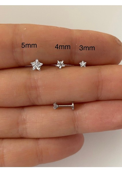 Cerrahi Çelik Tek Taş Yıldız Tragus Helix Lobe Conch Uyumlu Piercing