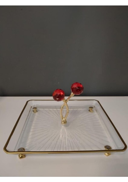 Kristal Kare Büyük Sunum Kırmızı